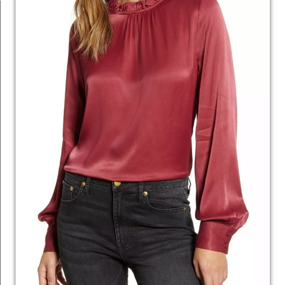 Rachel Parcell Tops - Rachel Parcell satin red blouse 8323